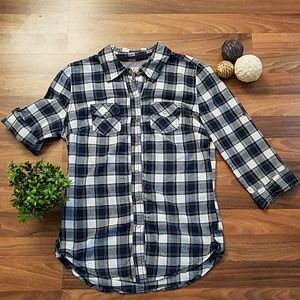 Arizona blue plaid button down shirt